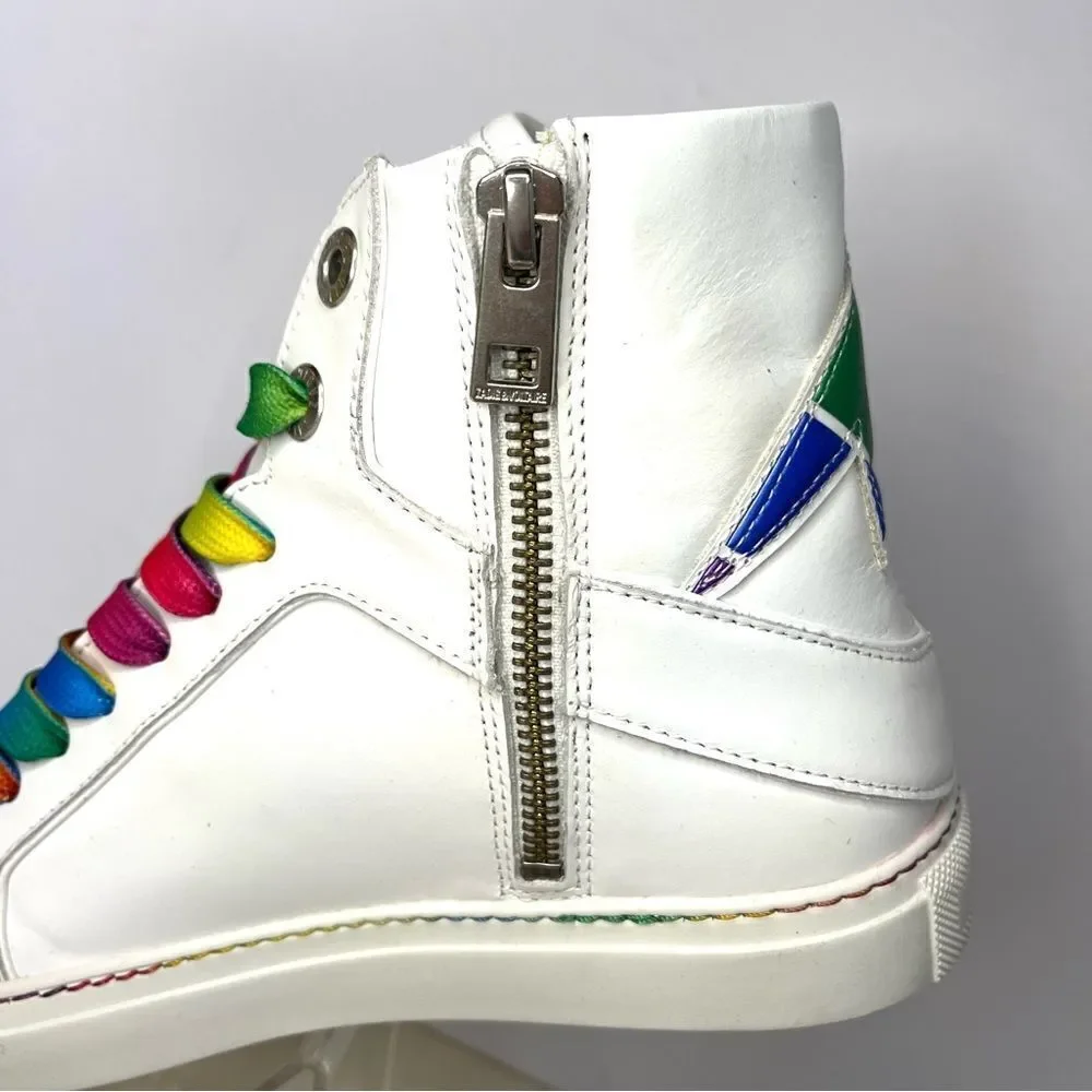 New Zadig &‎ Voltaire Womens High Flash Pride Lightning Bolt Sneakers $498